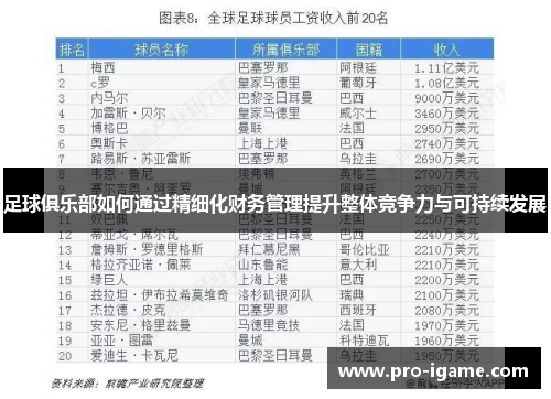 足球俱乐部如何通过精细化财务管理提升整体竞争力与可持续发展